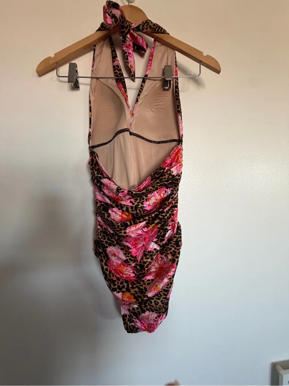 Victoria's Secret Pink Floral Leopard Halter One-Piece
